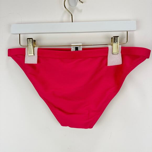 J.Crew Ribbed Trim Hipster Full Coverage Bikini Bottom Pink Beach Resort M NWT - Picture 6 of 10